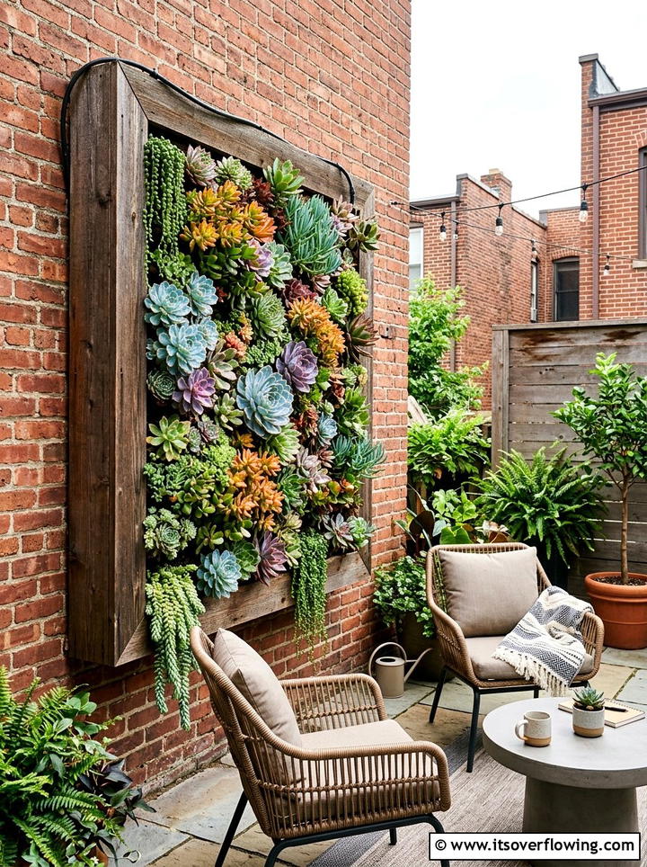 Vertical Succulent Garden Wall - 25 garden design ideas with low water plants