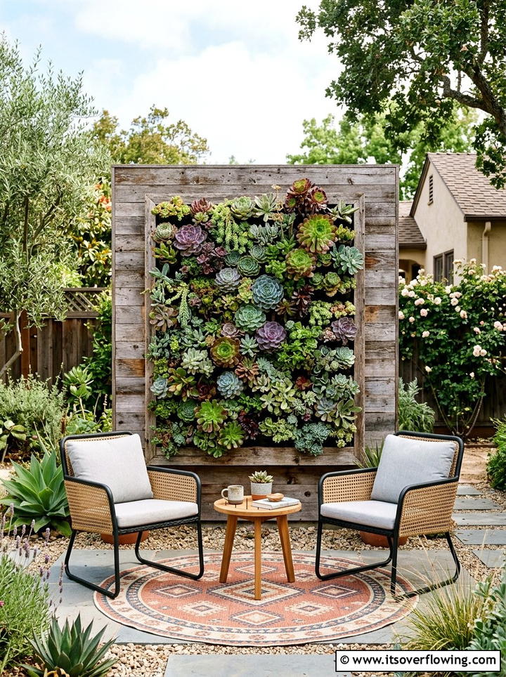 Vertical Succulent Garden - 25 backyard ideas with boho style