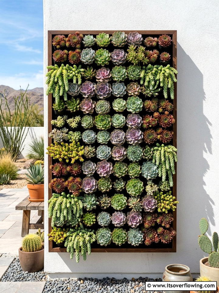 Vertical Succulent Pocket Wall - 25 creative garden ideas with pocket planters