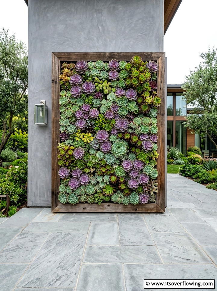 Vertical Succulent Wall - 25 upcycled garden ideas with pallets