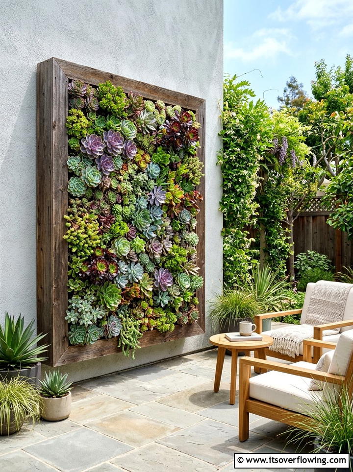 Vertical Succulent Wall - 25 backyard ideas with zen style