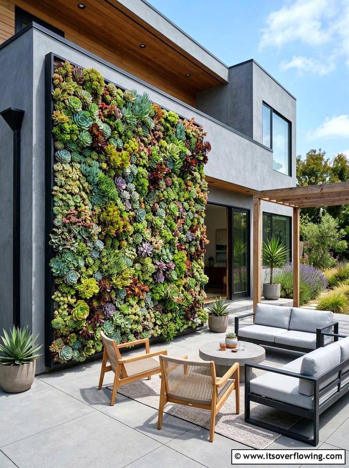 Vertical Succulent Wall - 25 garden decor ideas for desert gardens