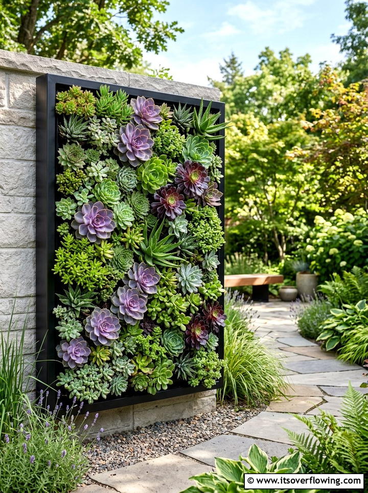Vertical Succulent Wall - 25 garden decor ideas for modern gardens