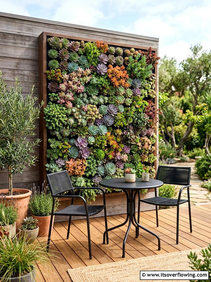 Vertical Succulent Wall - 25 garden design ideas with drought tolerant plants