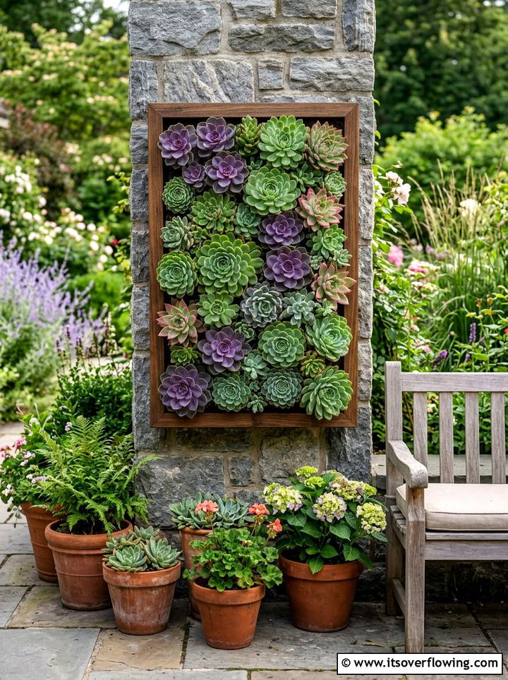 Vertical Succulent Wall Frame - 25 garden ideas with succulent frames