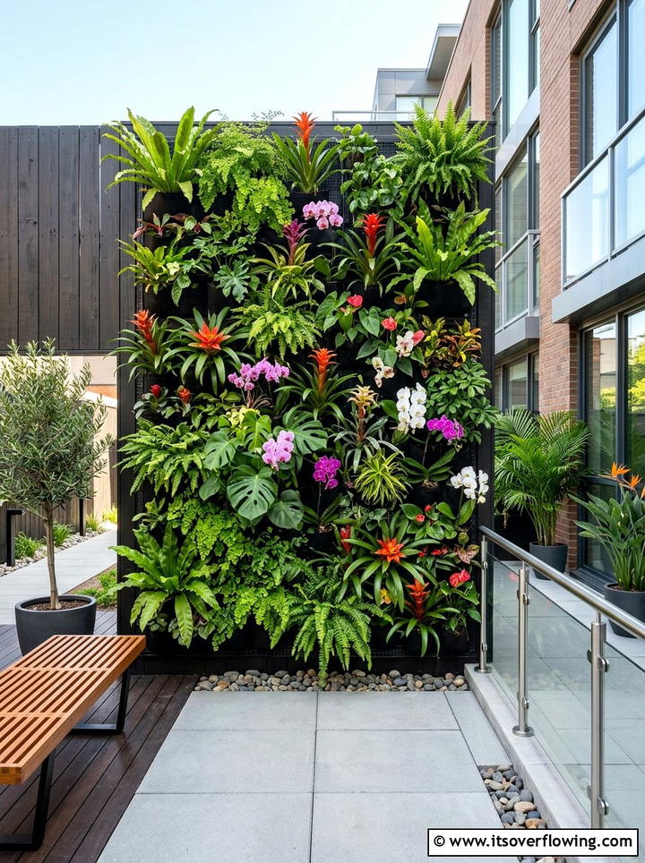 Vertical Tropical Living Wall - 25 creative garden ideas with tropical foliage