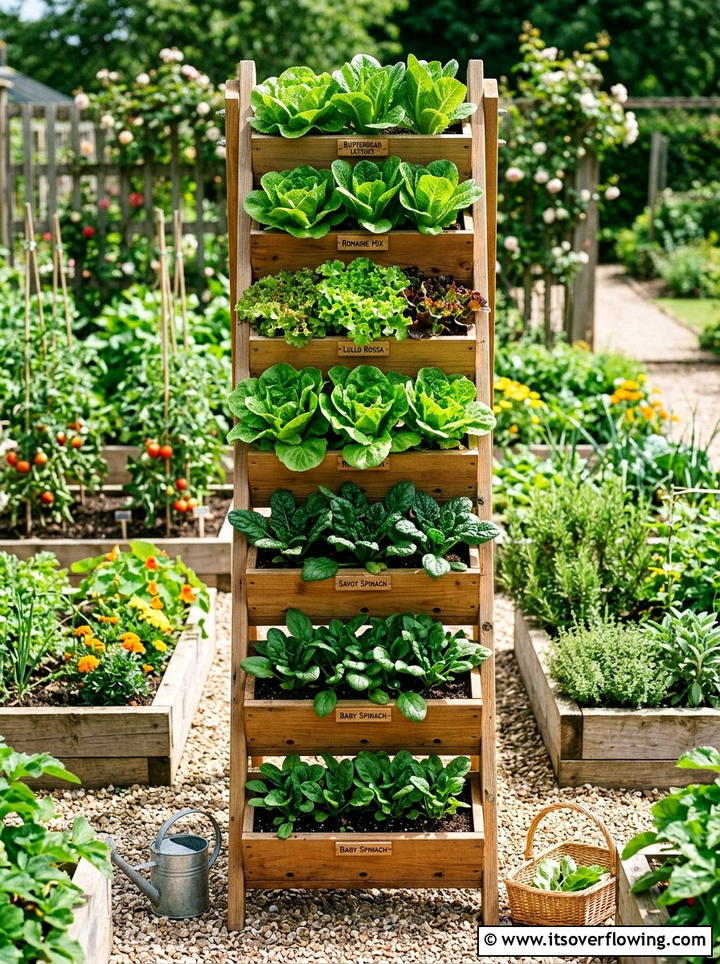 Vertical Vegetable Ladder - 25 backyard ideas with old ladder planter