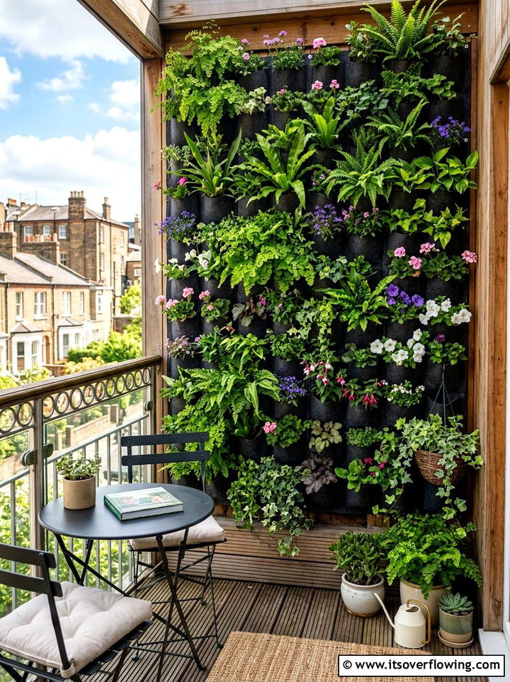 Vertical Wall Garden With Felt Pockets - 25 small garden ideas for windy balconies
