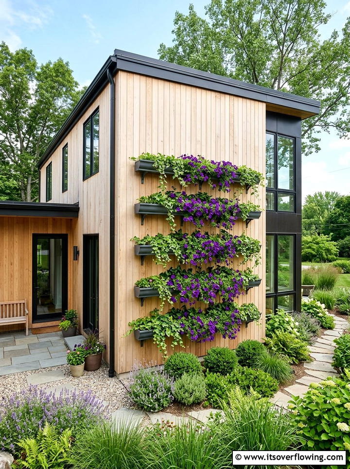 Vertical Wall Planter - 25 upcycled garden ideas with rain gutters