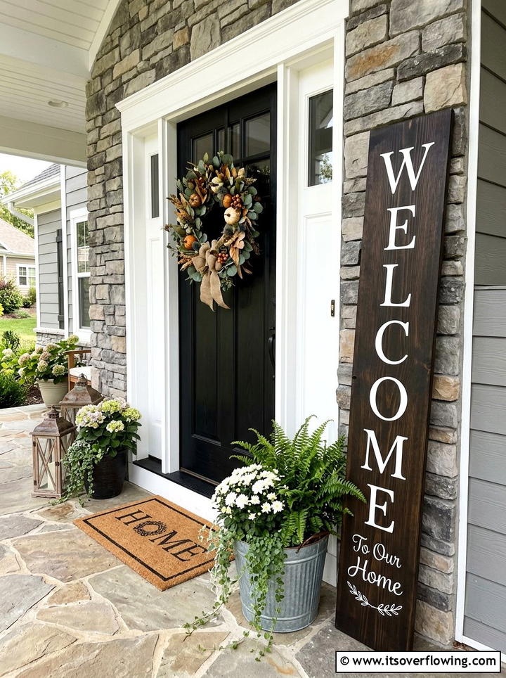 Vertical Wood Welcome Sign - 25 front porch ideas diy