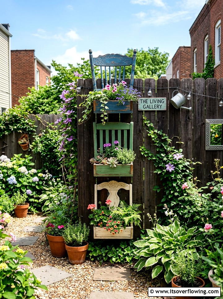 Vertical chair planter - 25 upcycled garden ideas with old chairs
