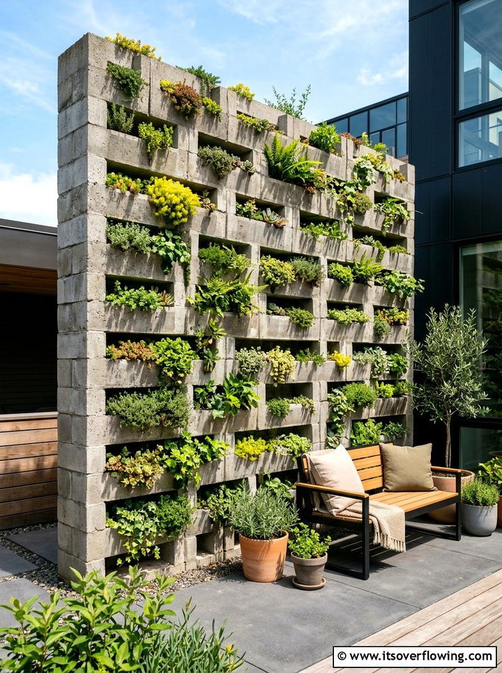 Vertical concrete garden wall - 25 upcycled garden ideas with concrete scraps