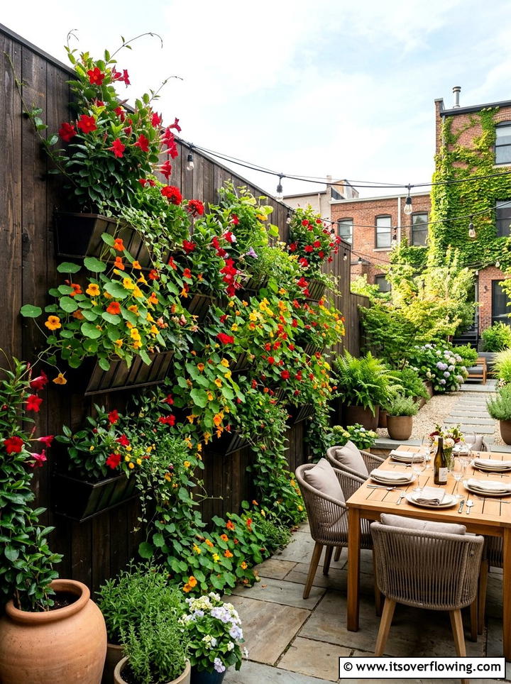 Vertical flower wall - 25 creative garden ideas with edible flowers