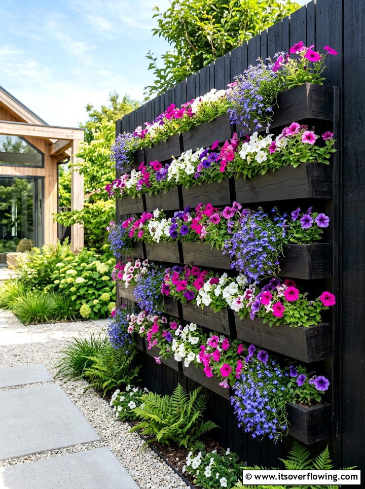 Vertical flower wall - 25 small garden ideas with flowers