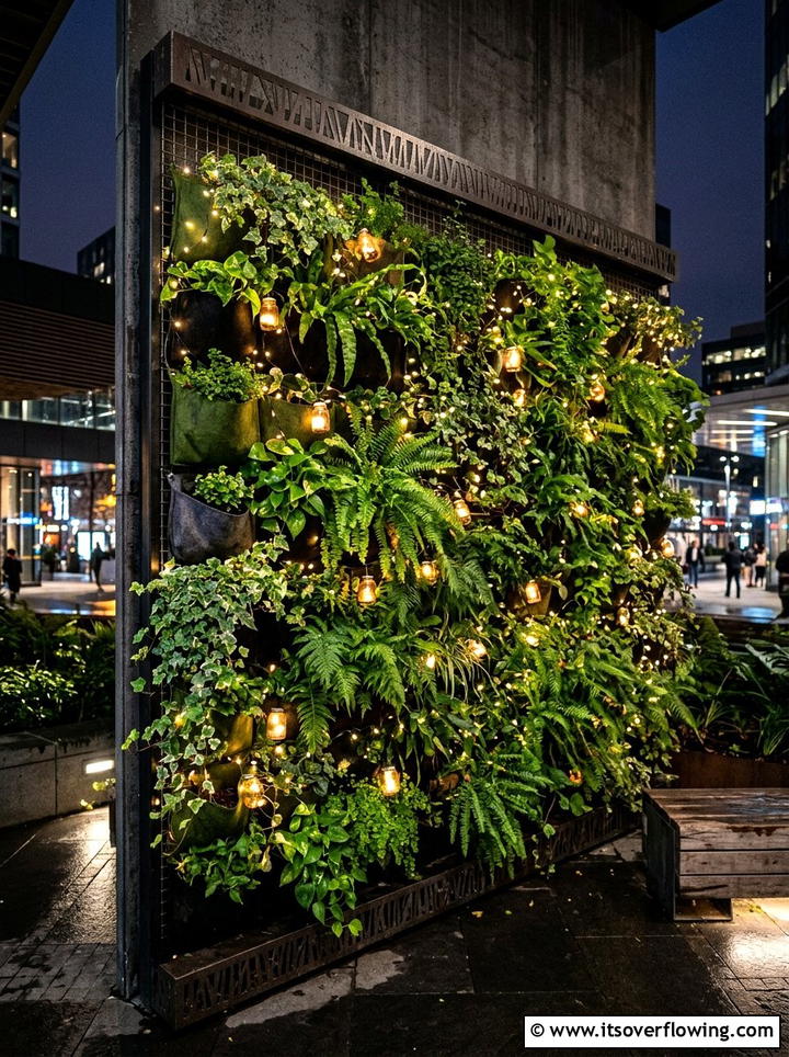 Vertical garden bottle lights - 25 garden decor ideas with bottle lights