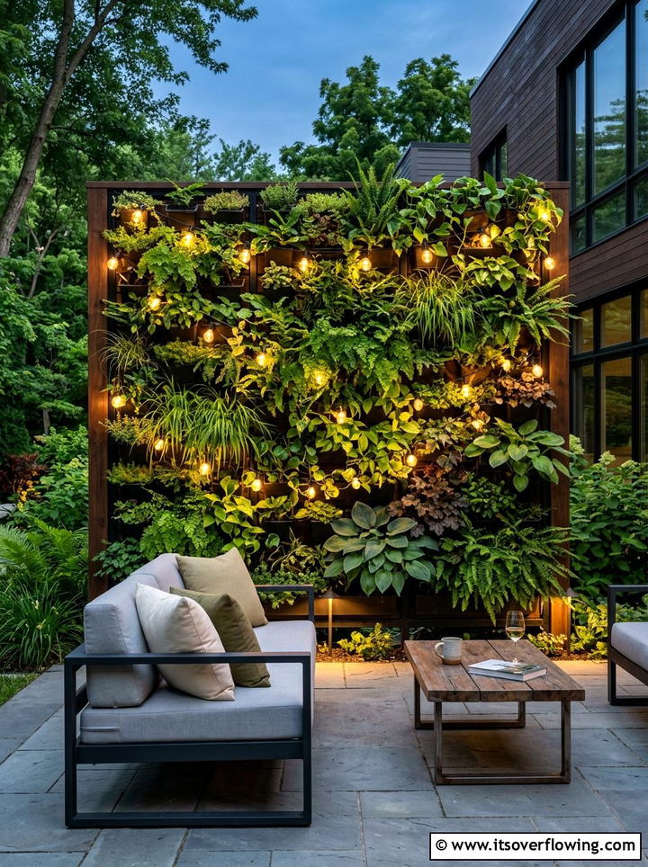Vertical garden lighting - 25 garden decor ideas with string bulb lights