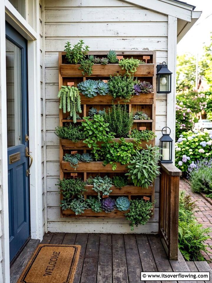 Vertical garden on front porch - 25 front porch decor ideas with greenery