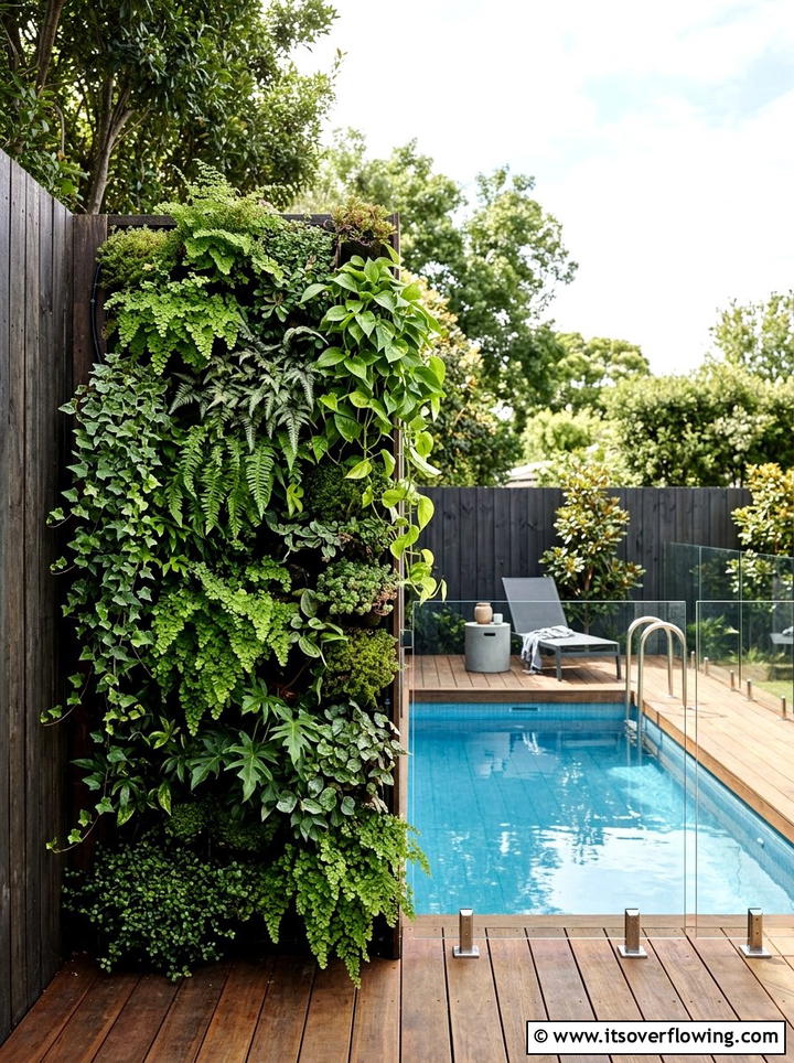 Vertical garden pool wall - 25 garden design ideas for pool areas