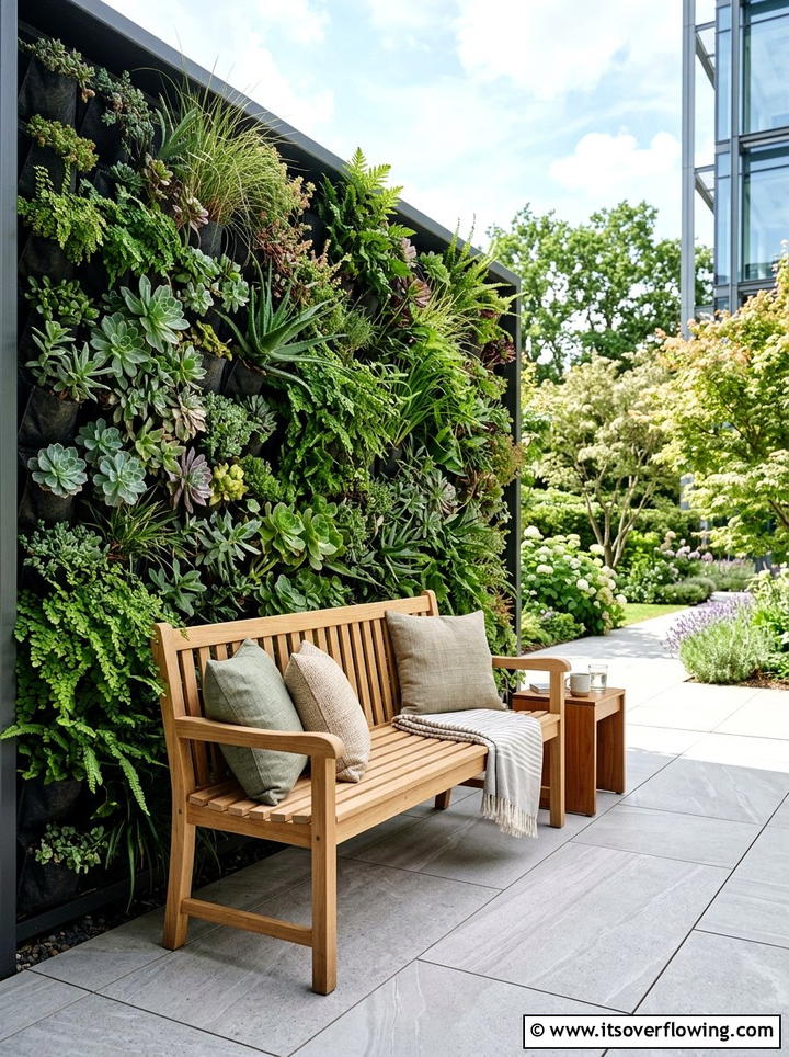 Vertical garden wall seating - 25 backyard ideas with reading nook