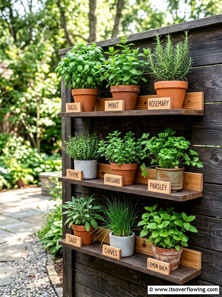 Vertical herb garden - 25 recycled garden ideas with old shelves