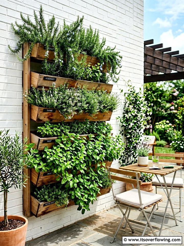 Vertical herb garden - 25 small garden ideas with low maintenance plants