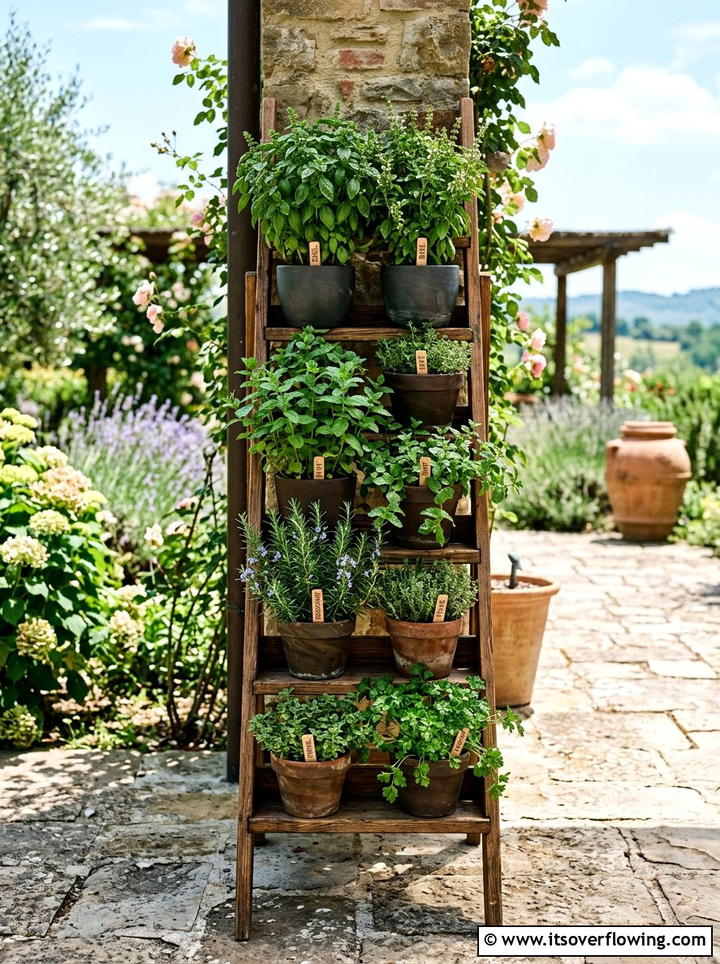Vertical herb garden ladder - 25 creative garden ideas with ladder planters
