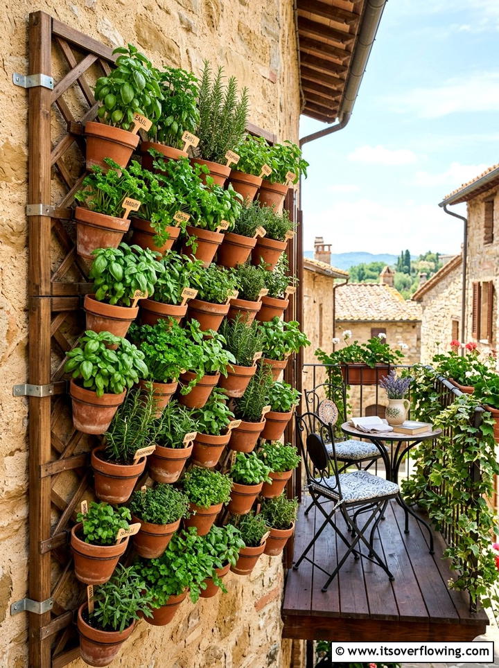 Vertical herb garden wall - 25 garden design ideas with trellis walls