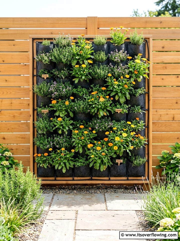 Vertical medicinal herb wall - 25 creative garden ideas with medicinal herbs