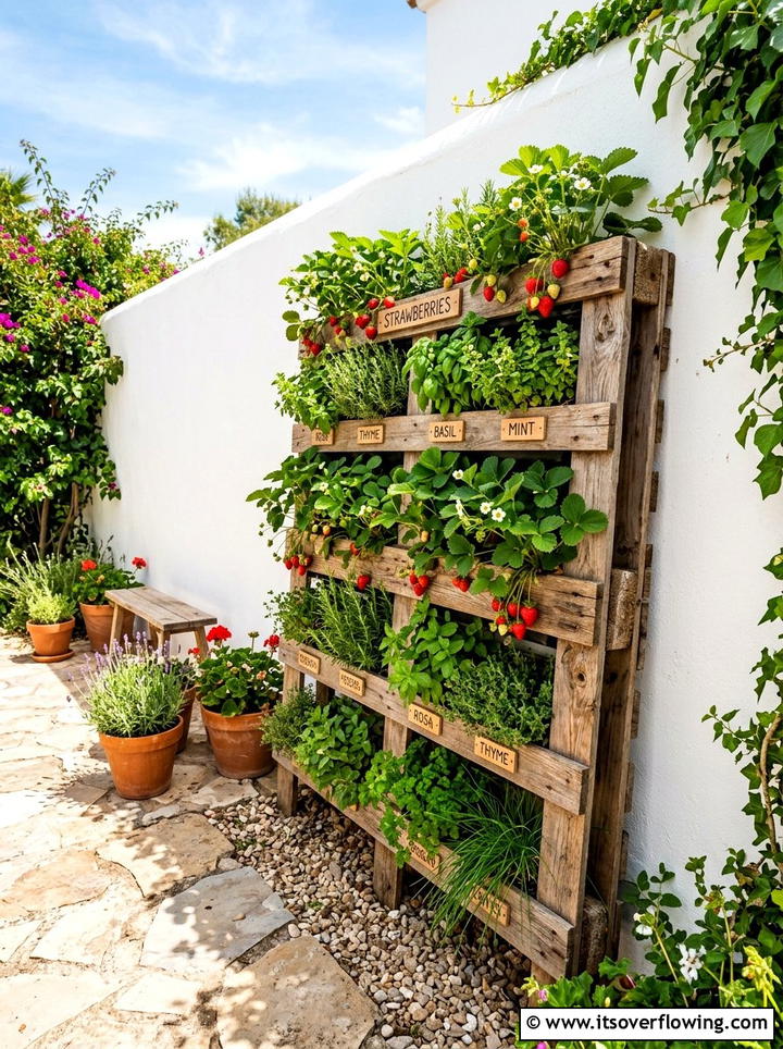 Vertical pallet garden - 25 upcycled garden ideas with boho style