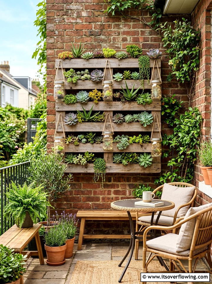 Vertical pallet garden mason jar - 25 garden ideas with mason jar lanterns