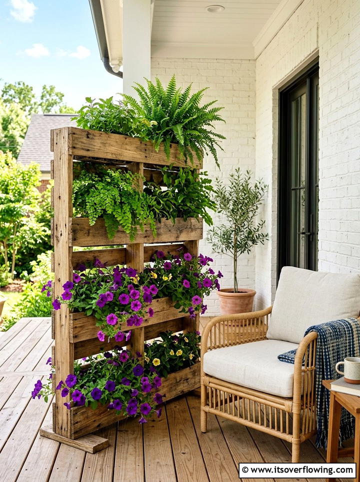 Vertical pallet planter - 25 recycled garden ideas for porch decor