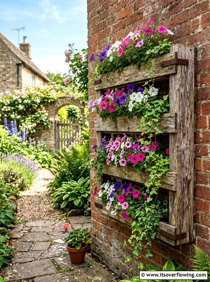 Vertical pallet planter - 25 upcycled garden ideas for narrow spaces