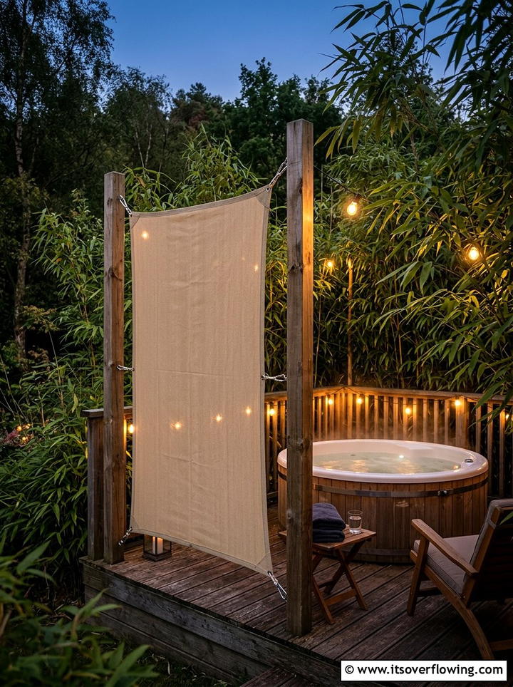 Vertical shade sail privacy screen - 25 garden decor ideas with shade sails