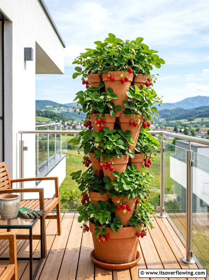 Vertical strawberry tower - 25 garden design ideas with edible plants