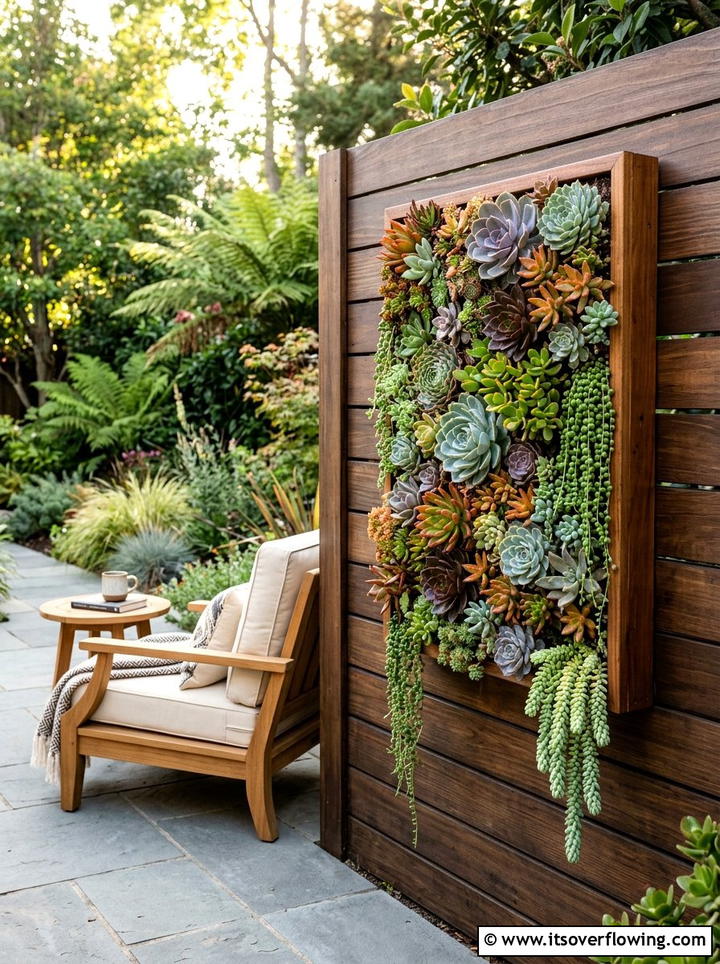 Vertical succulent wall - 25 garden ideas with succulents