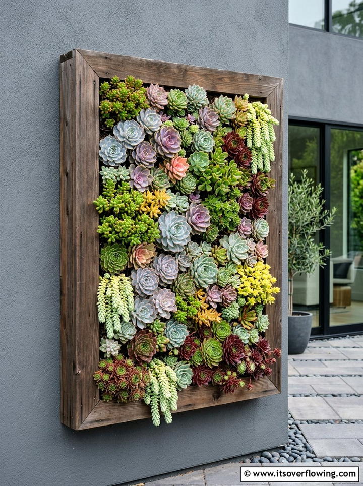 Vertical succulent wall - 25 small garden ideas with succulents