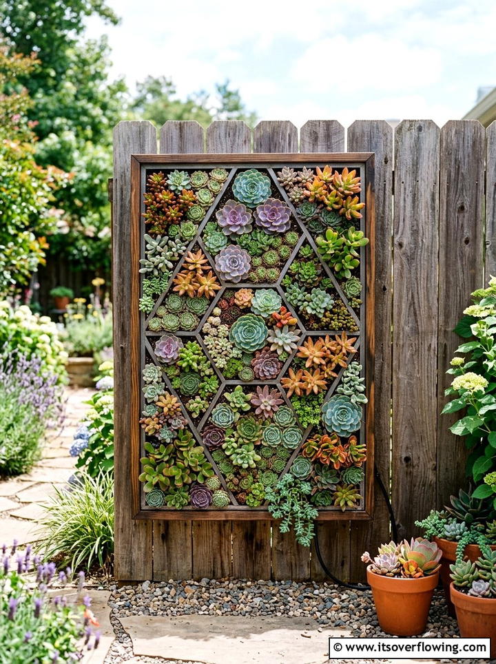 Vertical succulent wall - 25 small garden ideas with zen style
