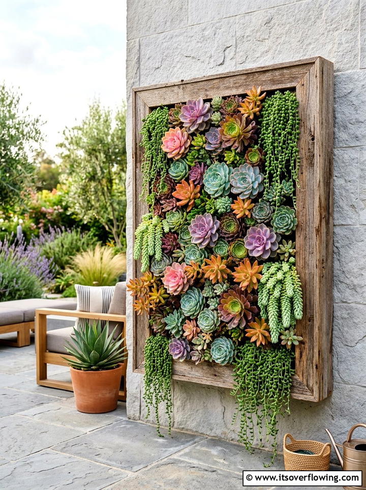 Vertical succulent wall - 25 garden design ideas with vertical gardens