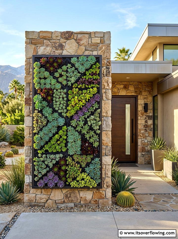 Vertical succulent wall - 25 cheap garden ideas for front yard