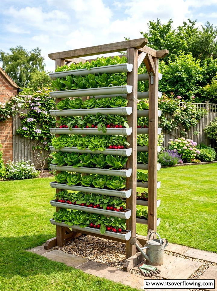 Vertical vegetable garden - 25 garden ideas with rain gutters