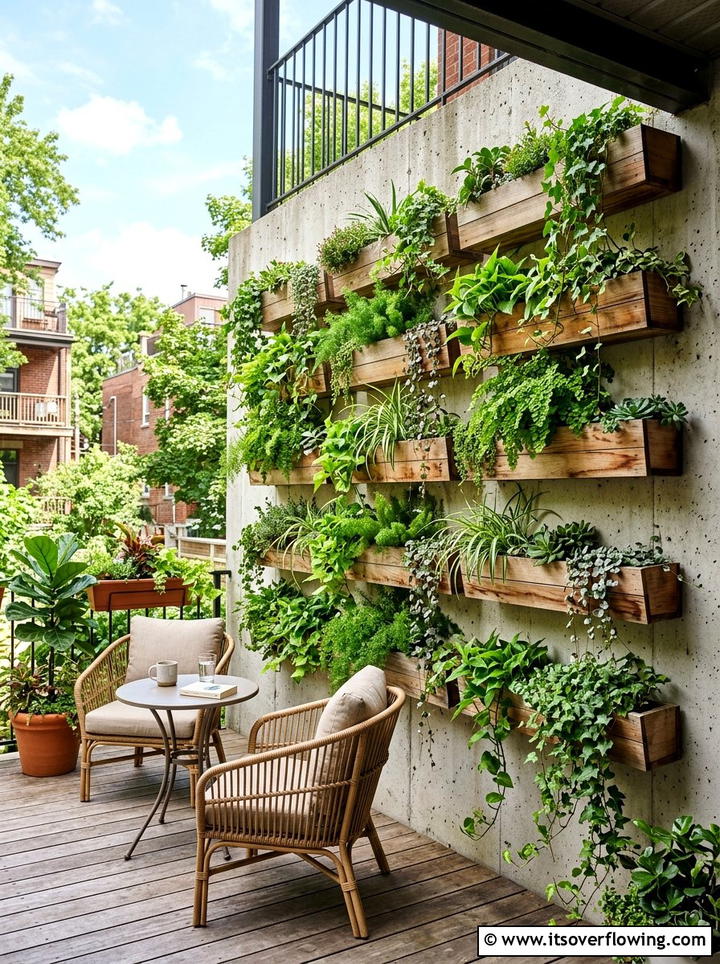 Vertical wall garden - 25 front porch ideas with concrete floor
