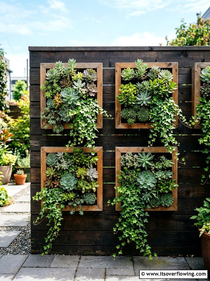 Vertical wall planter - 25 backyard decorating ideas with garden art