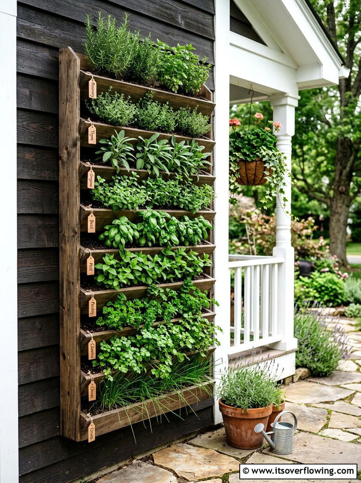 Vertical wall planter - 25 front porch ideas with herb planters