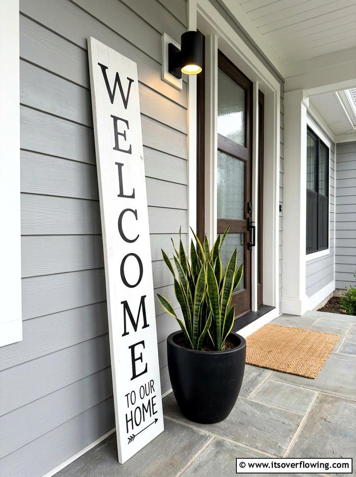 Vertical welcome sign porch - 25 front porch ideas with signs and quotes