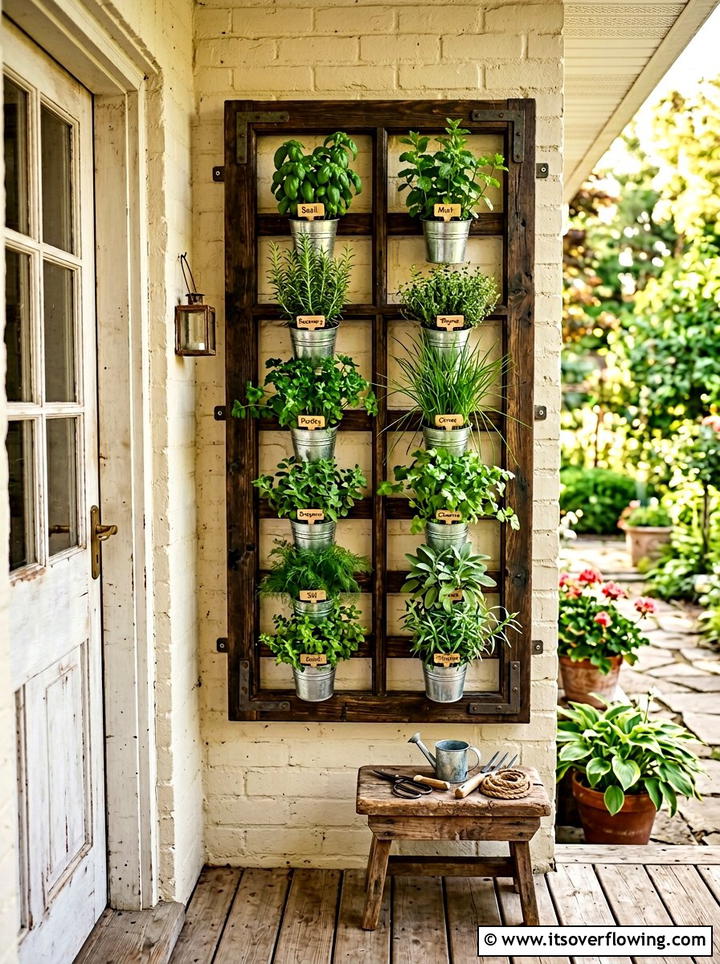 Vertical window herb garden - 25 front porch ideas with repurposed windows
