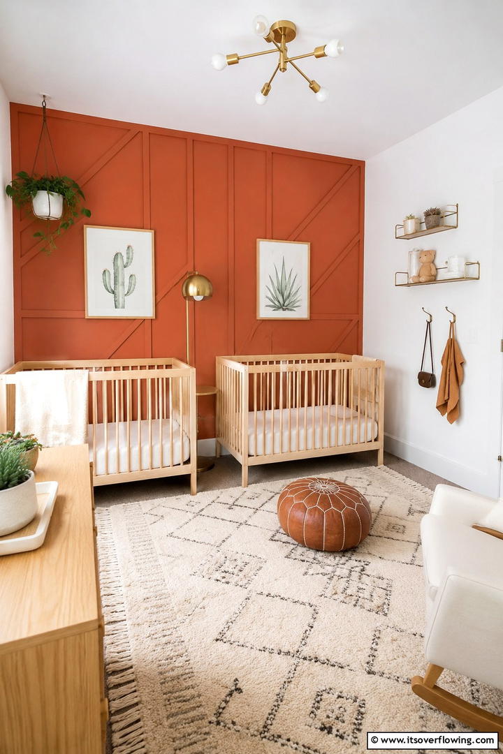 Vibrant Accent Walls - 30 Twin Nursery Ideas for Stylish & Functional Baby Spaces
