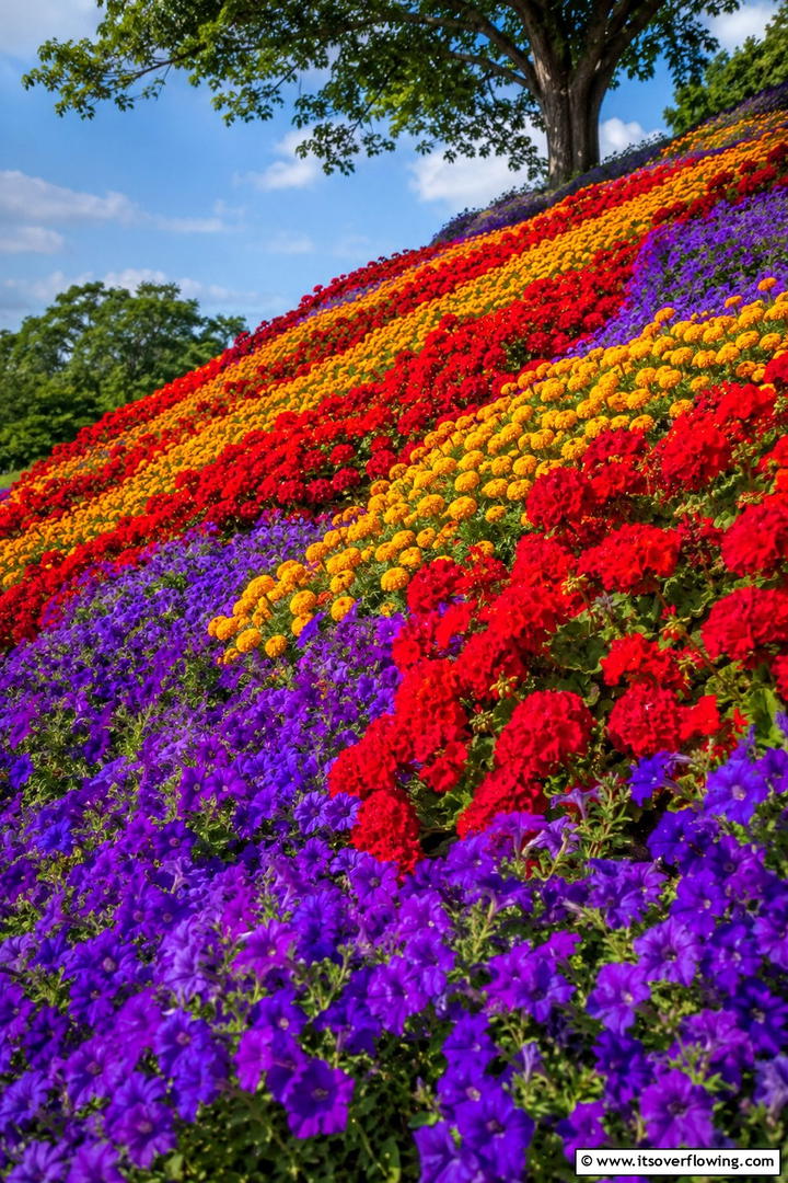 Vibrant Annual Blooms Slope - 30 Sloped Garden Ideas to Transform Challenging Yards