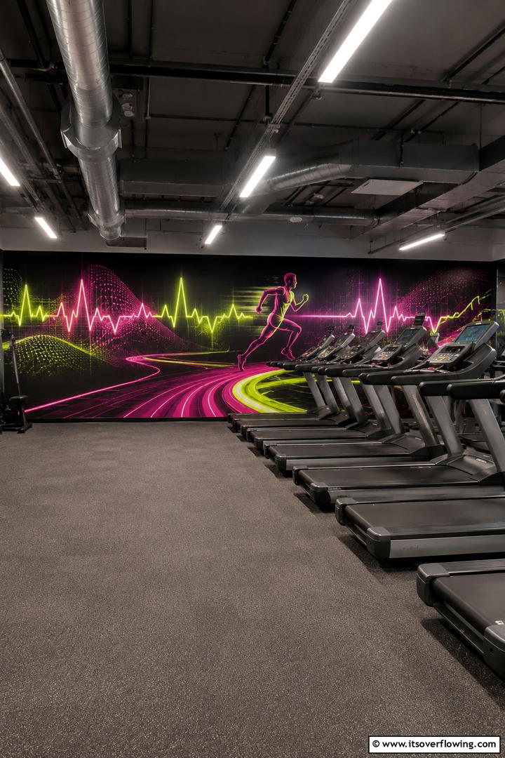 Vibrant Cardio Energy - 20 Gym Murals to Inspire Your Workout Space