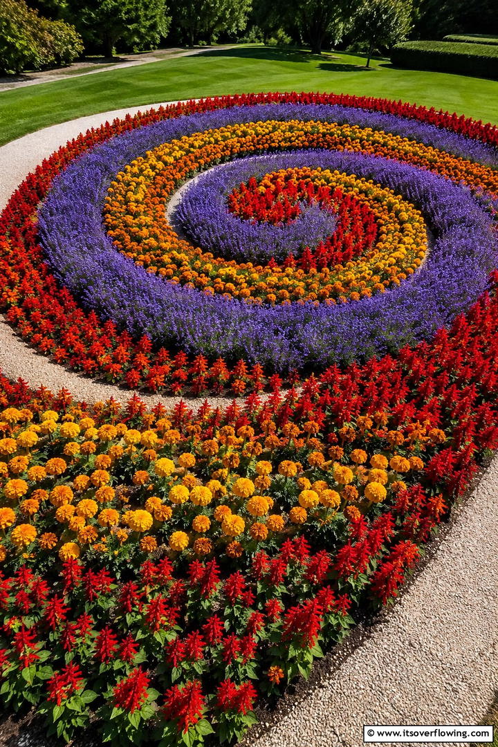 Vibrant Floral Spiral - 30 Spiral Garden Design Ideas for Unique Outdoor Layouts