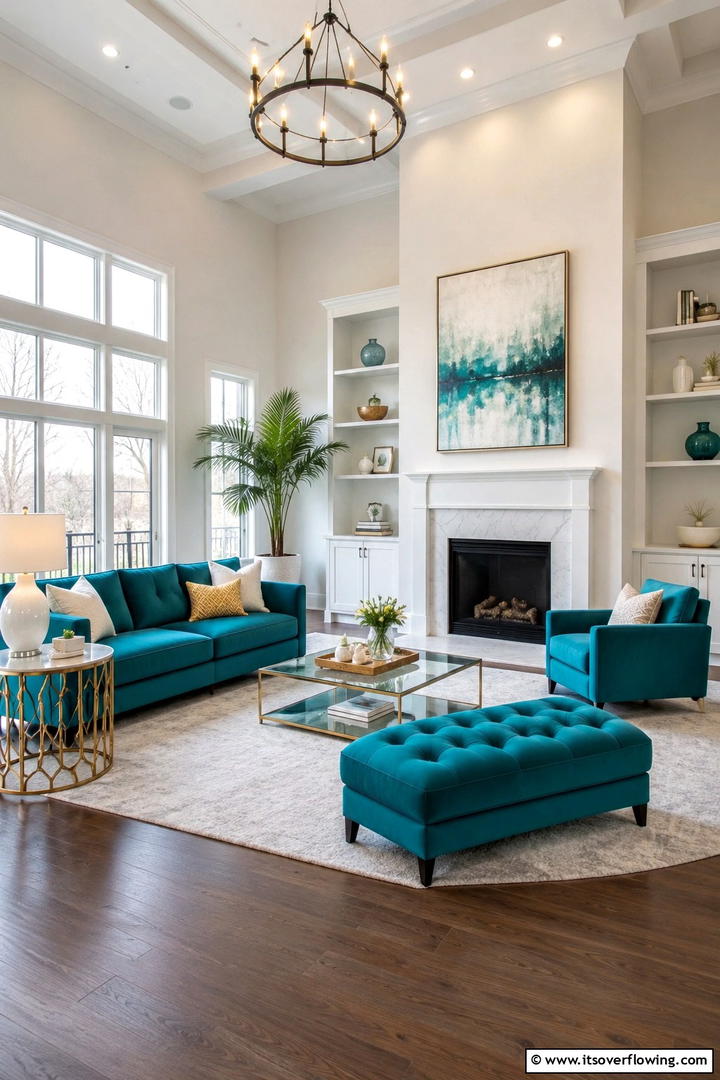 Vibrant Teal Pop - 30 Teal Living Room Ideas for Bold & Serene Interior Spaces